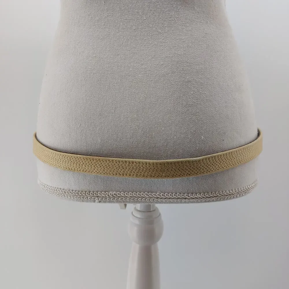 Women's Belt Cotton Genuine Leather Skinny Beige Large
